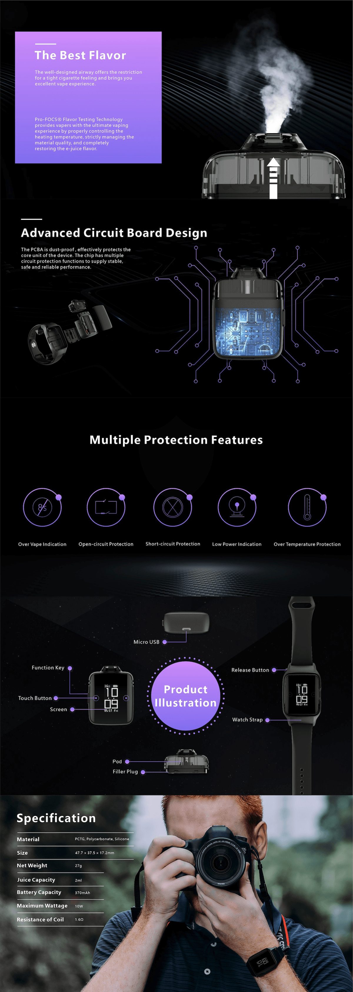 Uwell Amulet Watch Pod Description